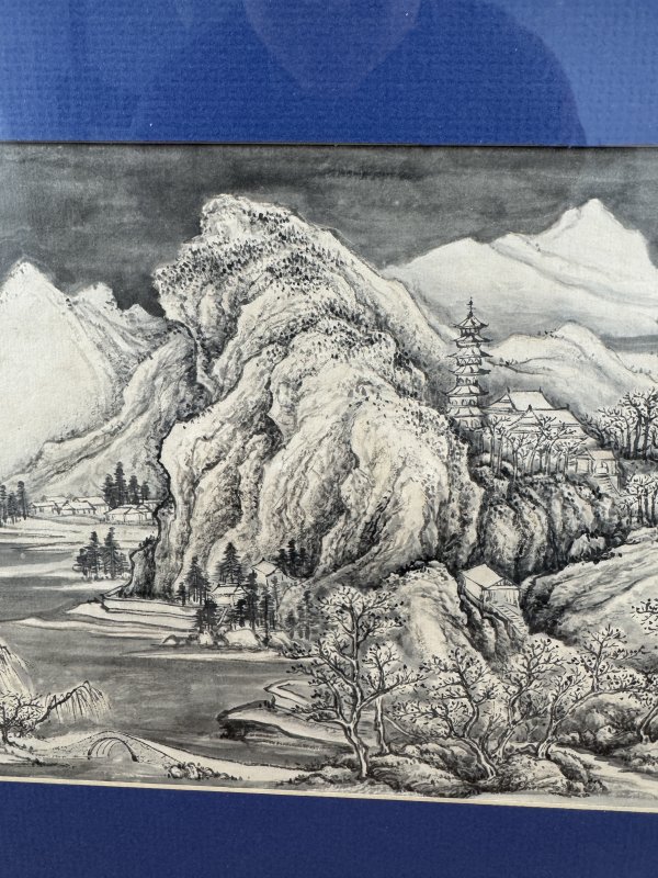 清 罗汉诵经图、雪景山水图两幅 - 图9