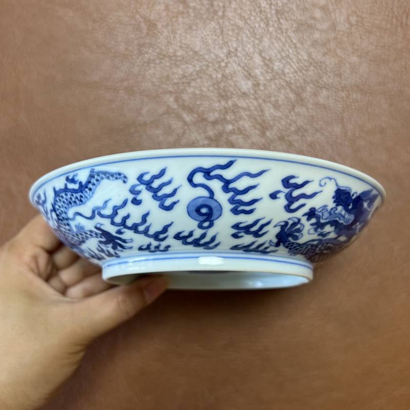清道光 青花龙纹盘 - 图6