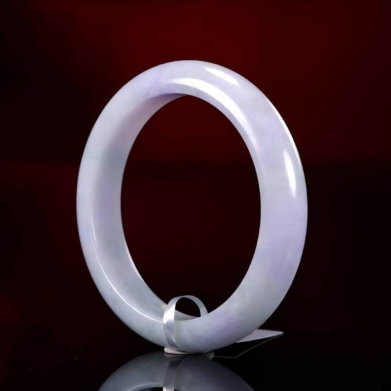 糯冰种翡翠紫罗兰手镯58mm - 图1