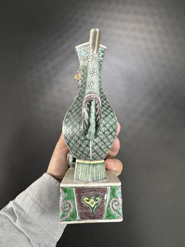 清 素三彩狮子戏球柄执壶 - 图7