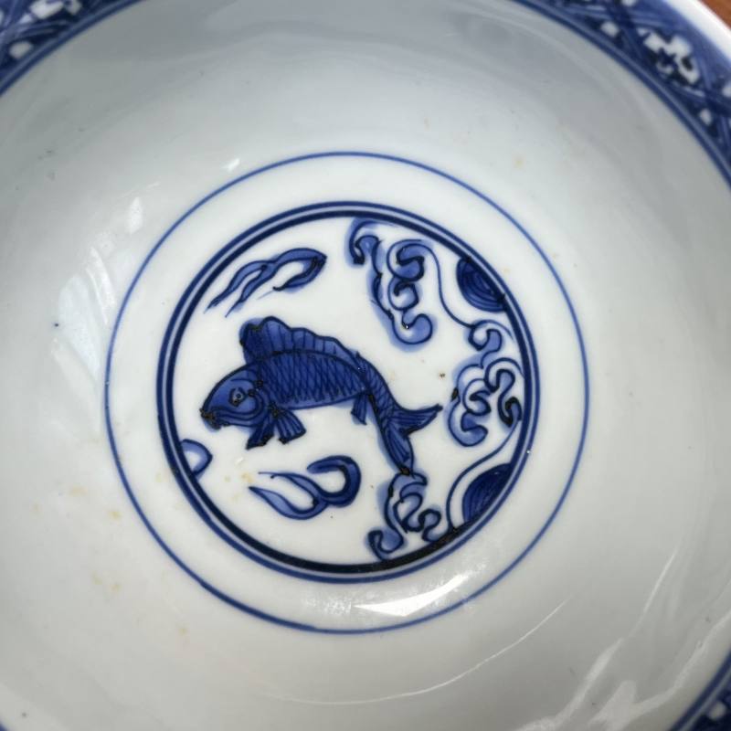 明嘉靖 青花鱼藻纹高足杯 - 图14