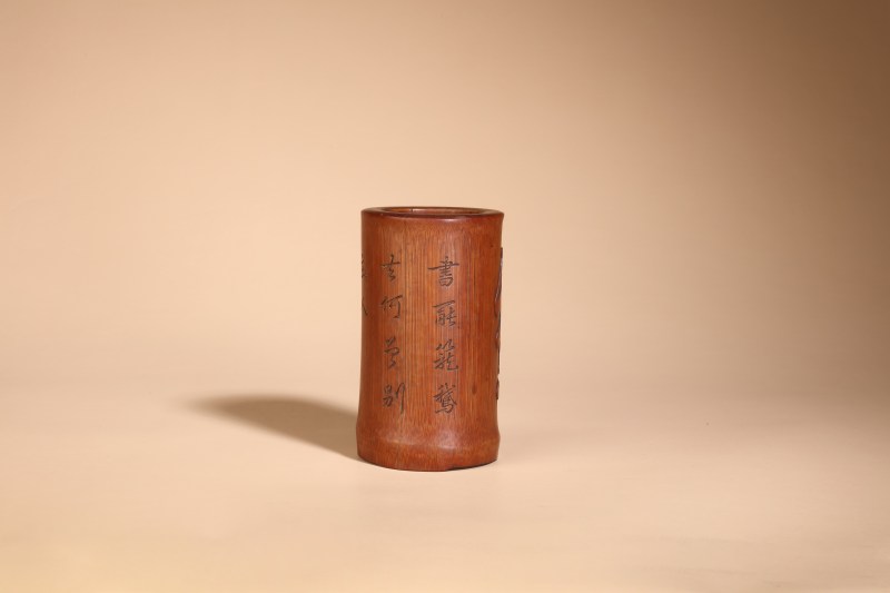 清 小山款竹雕诗文小笔筒 - 图4