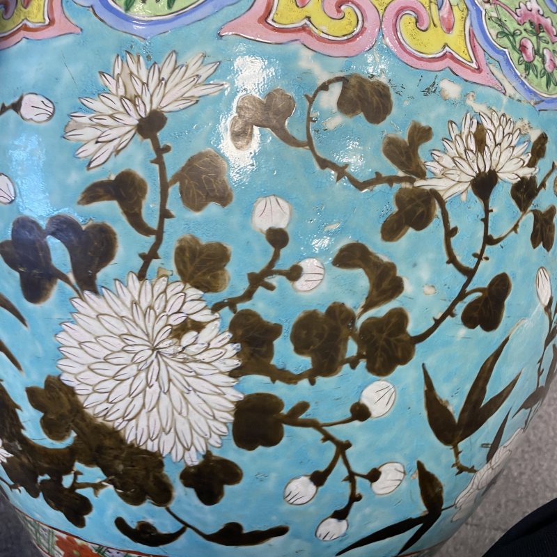 清晚期 松石绿地龙穿花纹缸 - 图13