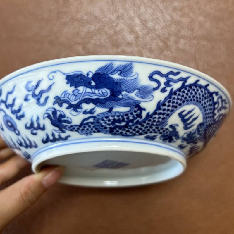 清道光 青花龙纹盘 - 图9