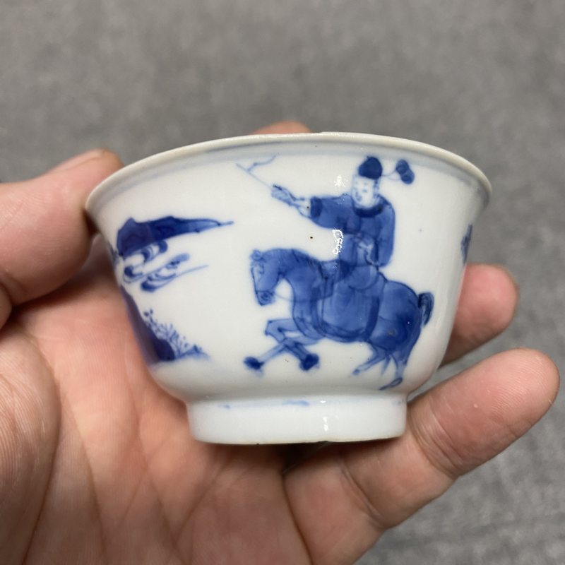 清康熙 青花山水人物纹杯 - 图8