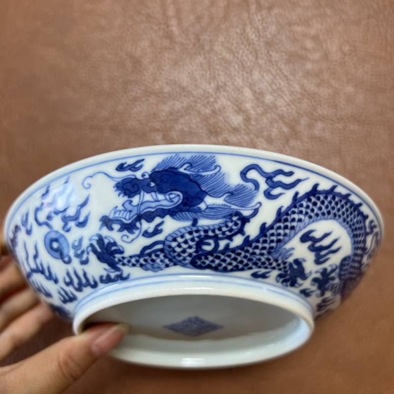 清道光 青花龙纹盘 - 图11