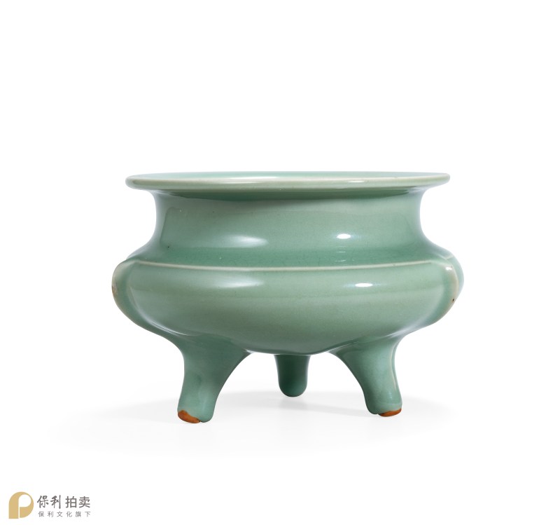 明 龙泉窑粉青釉鬲式炉 - 图3