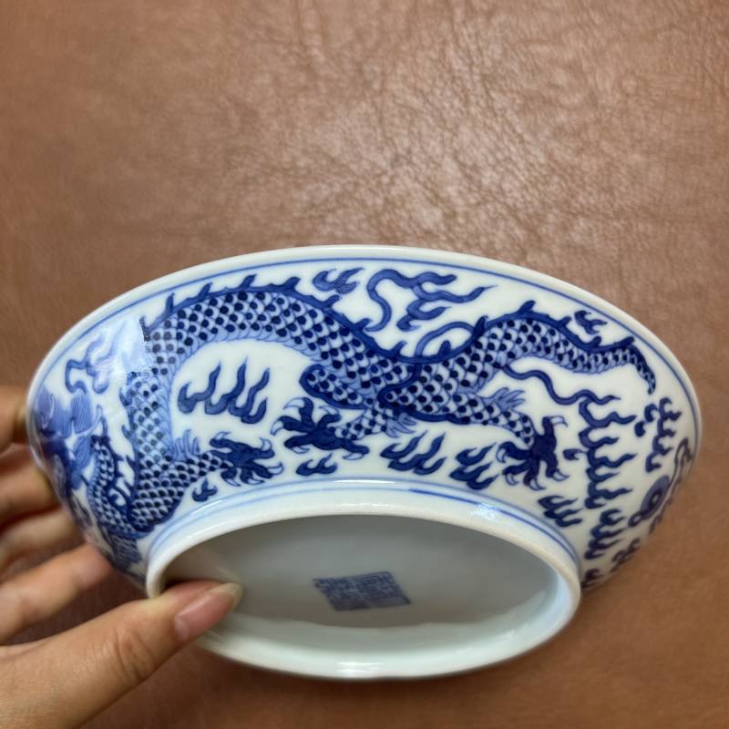 清道光 青花龙纹盘 - 图12
