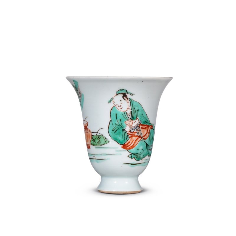 清康熙 五彩太白醉酒图铃铛杯 - 图1