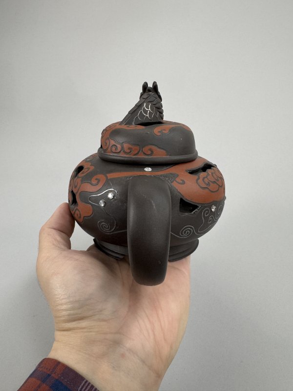 现代 鲍仲梅、施秀春镶银龙头老大壶 - 图7