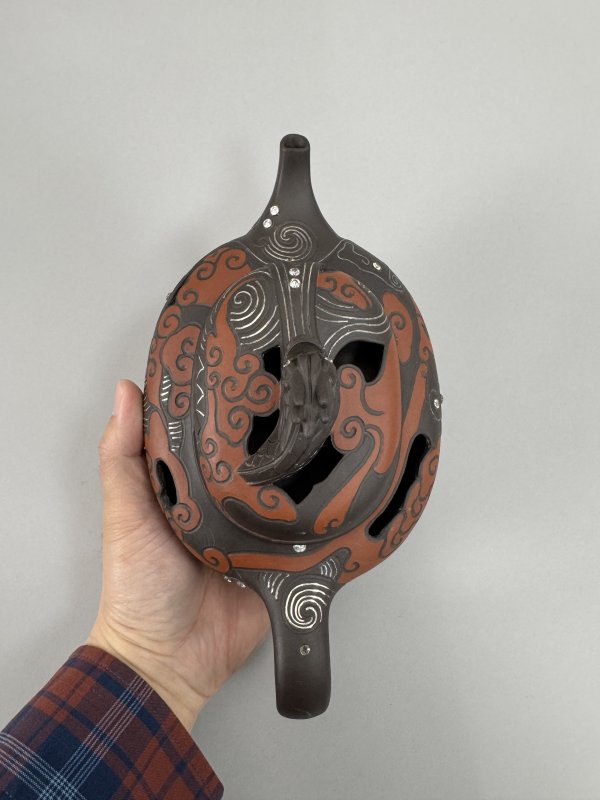 现代 鲍仲梅、施秀春镶银龙头老大壶 - 图8