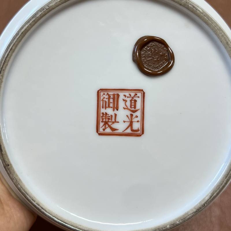 民国 “道光御制”款粉彩折枝花卉纹花盆一对 - 图20