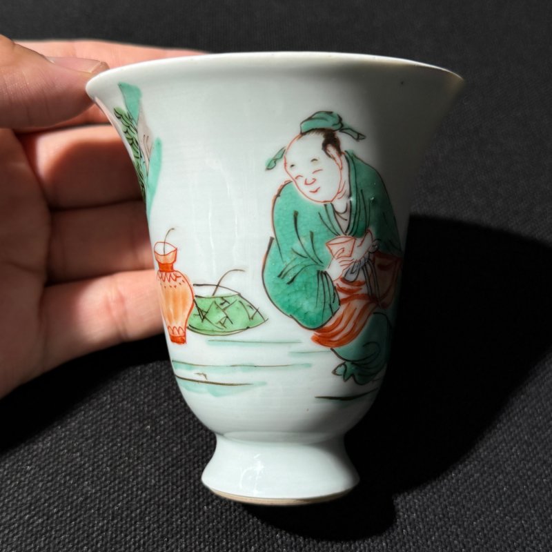 清康熙 五彩太白醉酒图铃铛杯 - 图3