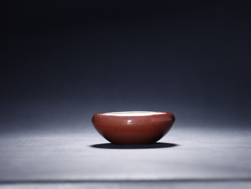 清 豇豆红釉镗锣洗 - 图1