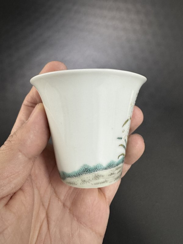 民国 粉彩灵仙祝寿图马蹄杯 - 图6