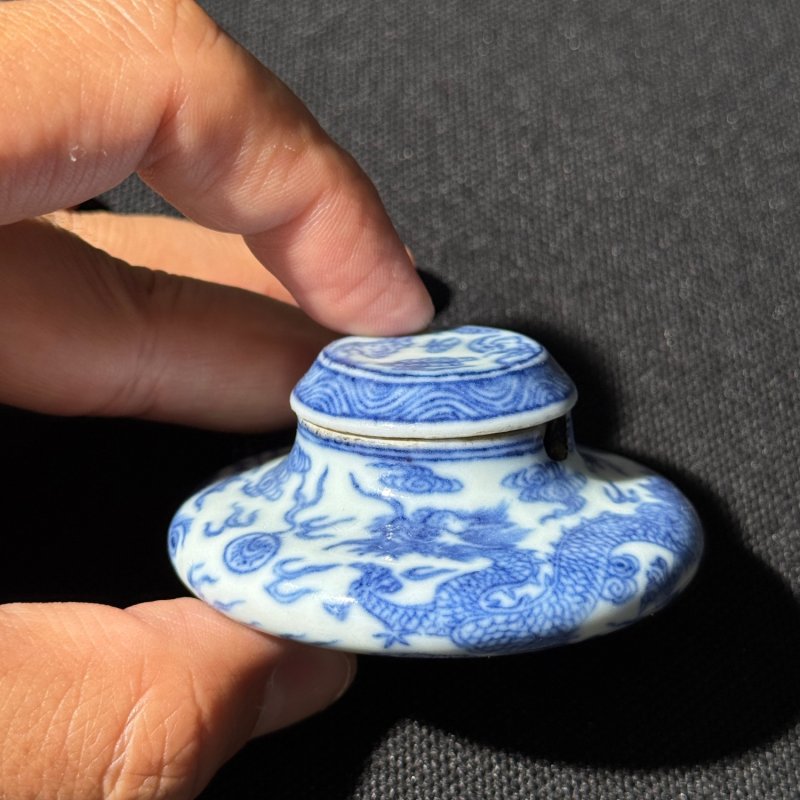 清中期 青花龙凤纹水盂 - 图5