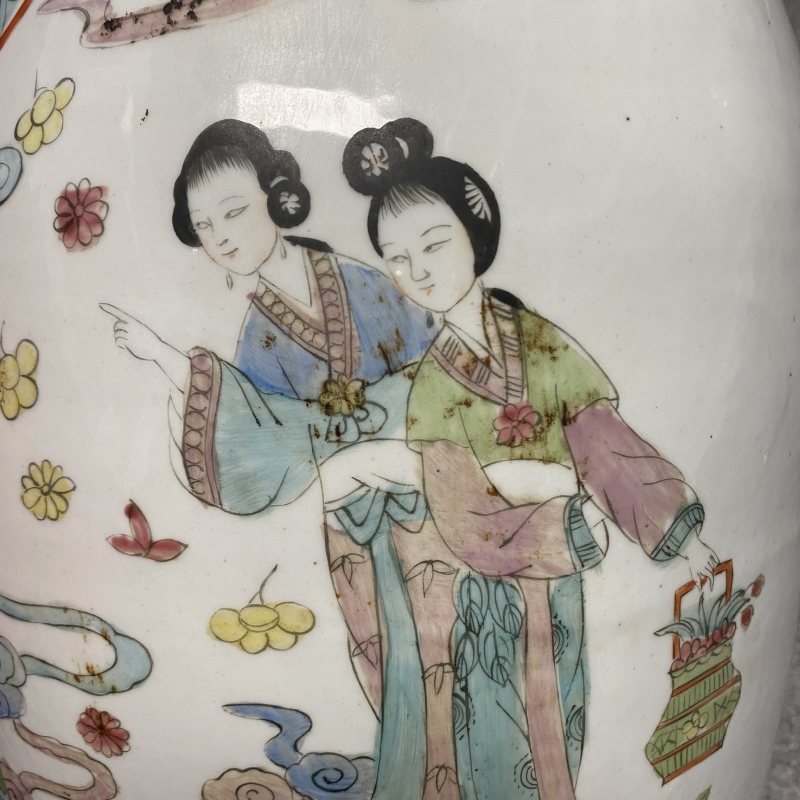 民国 粉彩人物故事纹瓶一对 - 图21