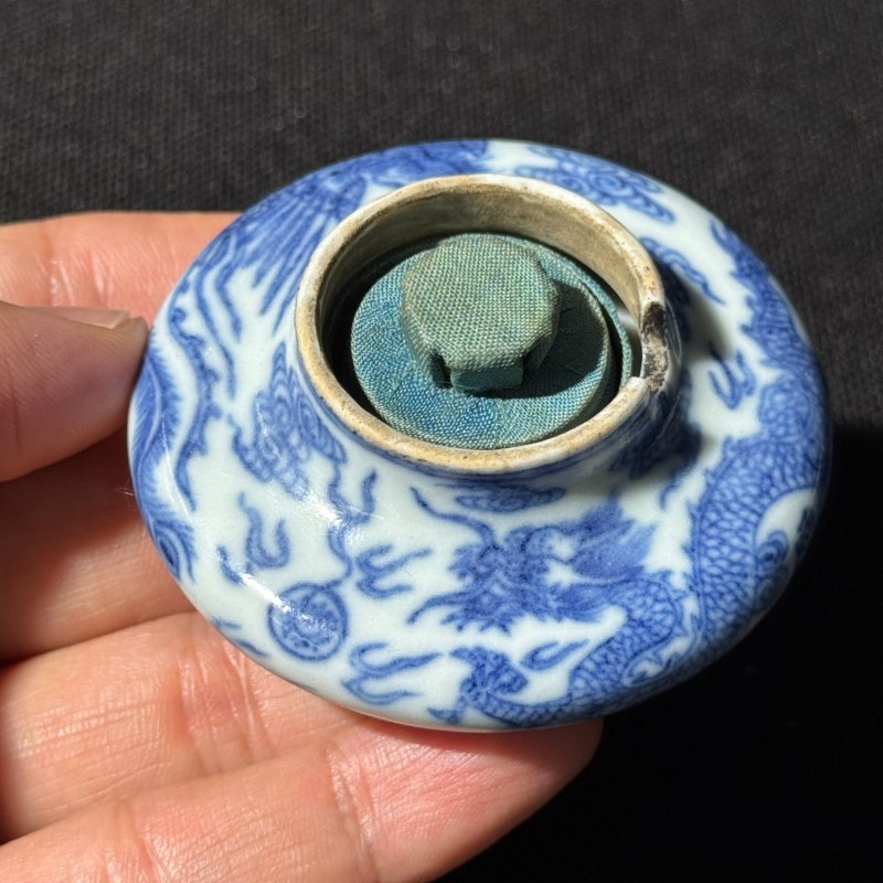 清中期 青花龙凤纹水盂 - 图6
