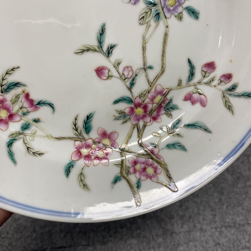 清宣统 粉彩花卉纹折腰盘 - 图8