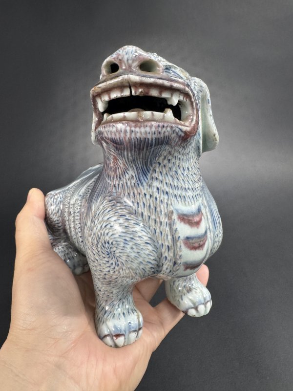 清早期 青花釉里红甪端薰炉 - 图8