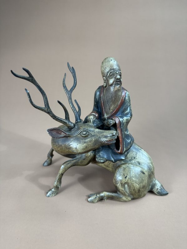 明 铜漆彩绘高士骑鹿香薰 - 图3