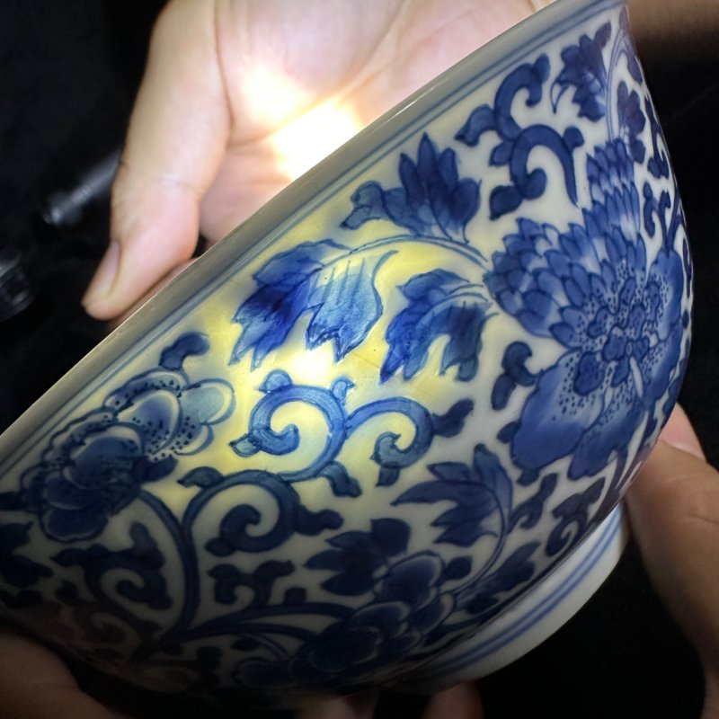 清康熙 青花缠枝牡丹纹碗 - 图11