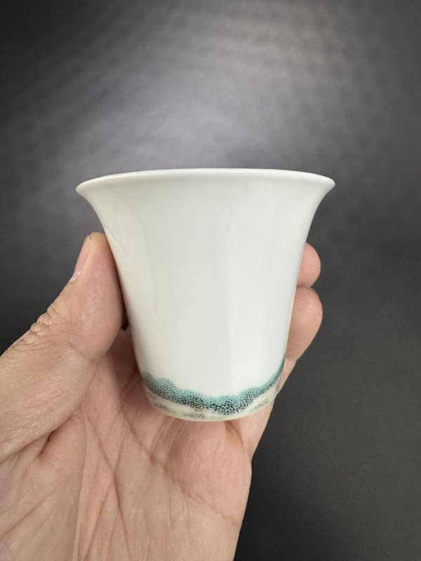 民国 粉彩灵仙祝寿图马蹄杯 - 图7