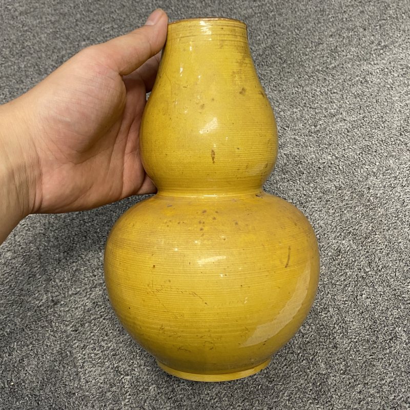 清晚期 黄釉葫芦瓶 - 图7