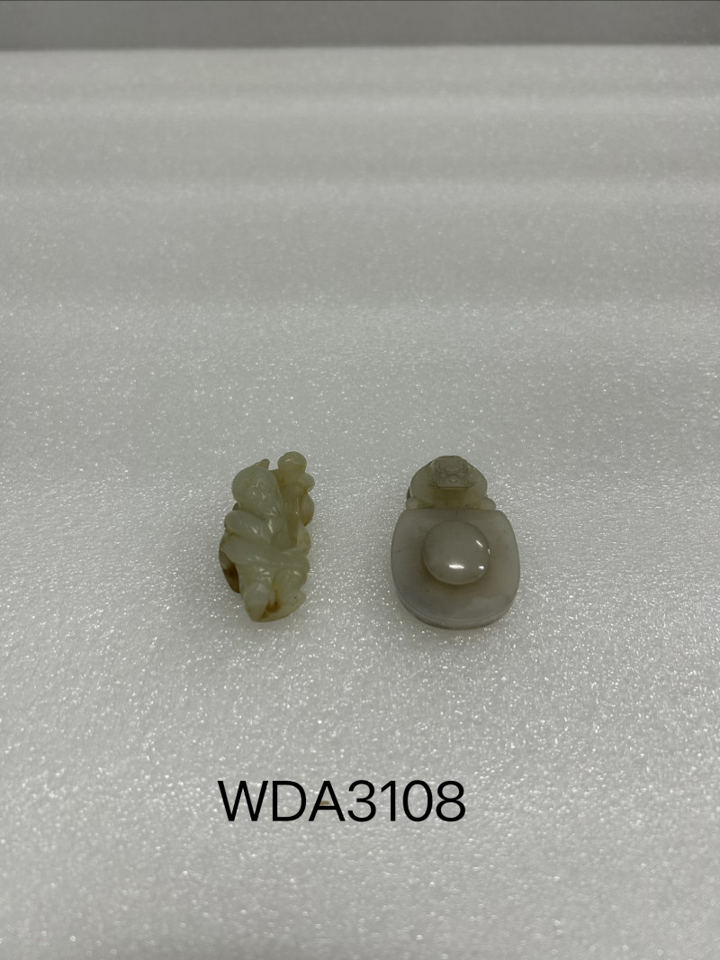 清 白玉雕螭龙首带钩及白玉雕寿星童子两件 - 图2