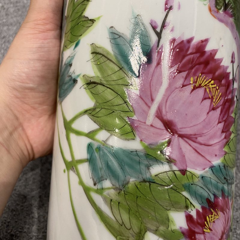 民国 粉彩描金花鸟纹帽筒 - 图15