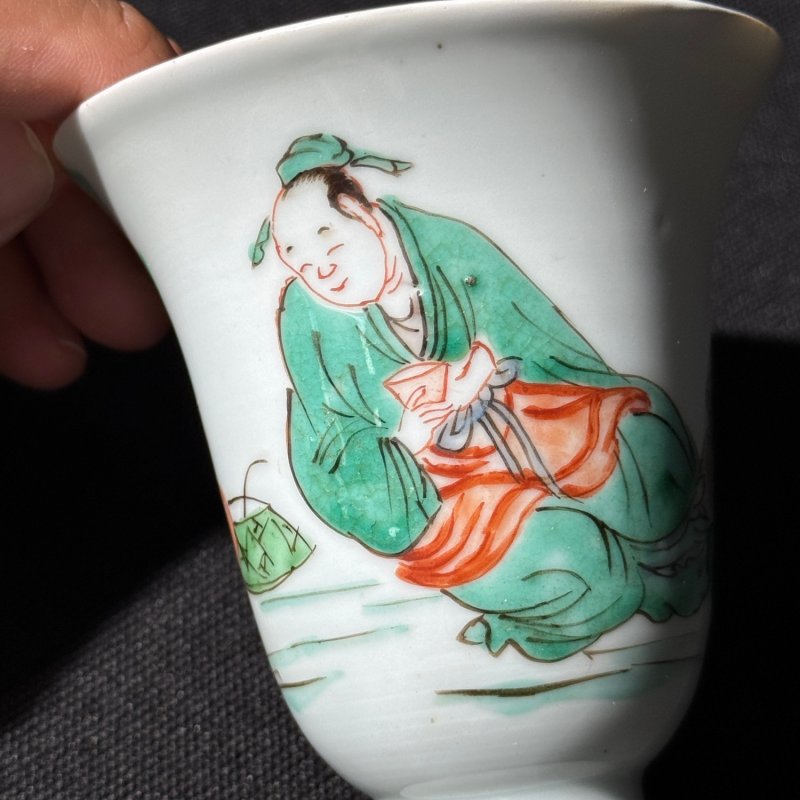 清康熙 五彩太白醉酒图铃铛杯 - 图7