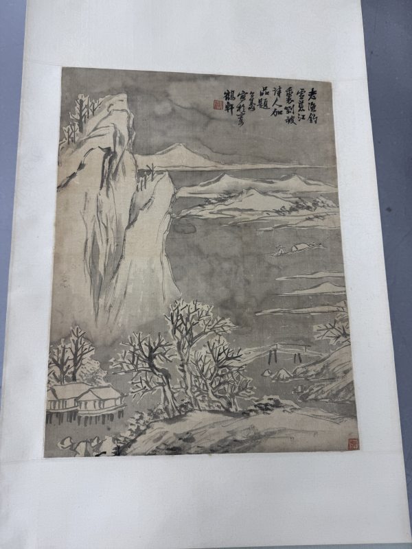 清 胡公寿雪景老翁垂钓图 - 图3