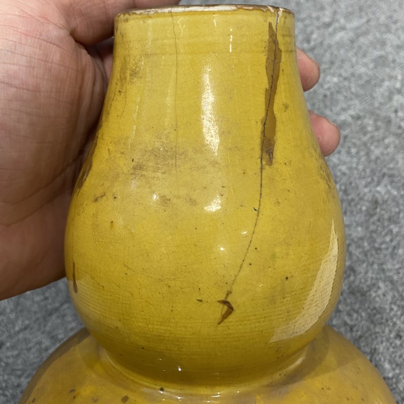 清晚期 黄釉葫芦瓶 - 图10