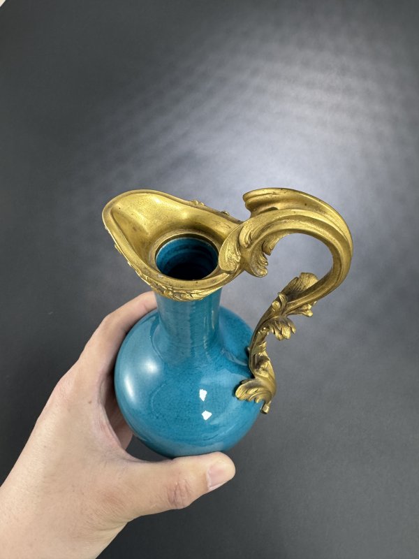 清康熙 孔雀蓝釉胆瓶 - 图7