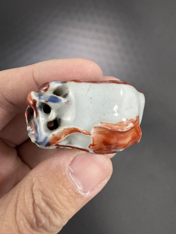 明-清康熙 矾红彩青花莲瓣小摆件、青花粉彩描金瓜棱壶一组两件 - 图6