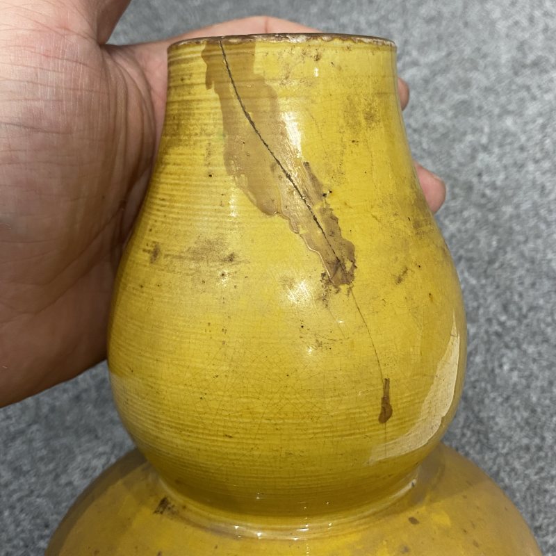清晚期 黄釉葫芦瓶 - 图11
