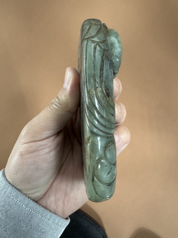 清 青玉雕凤凰随形砚 - 图4