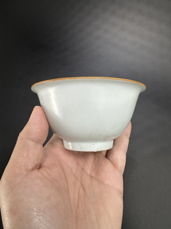 明嘉靖 白釉印花“一鹭莲科”纹杯 - 图4