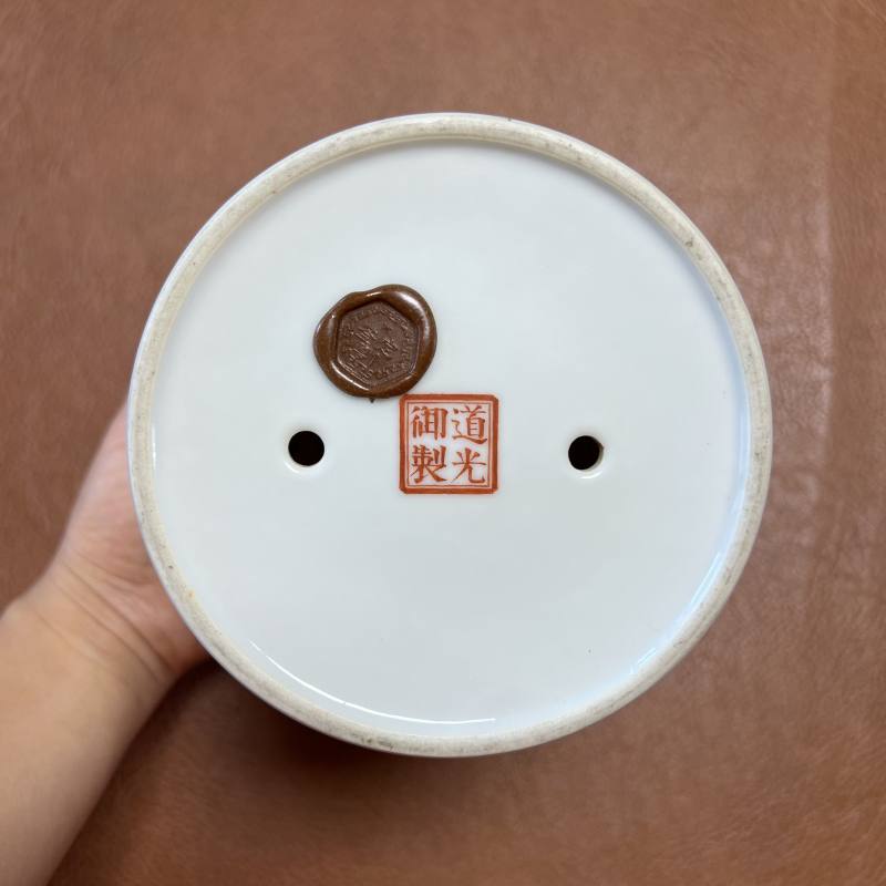 民国 “道光御制”款粉彩折枝花卉纹花盆一对 - 图28