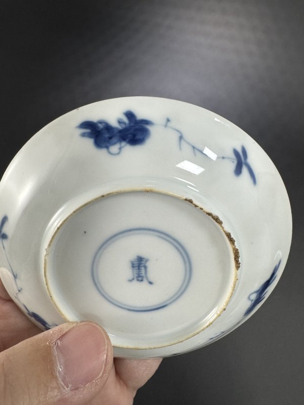 清康熙 青花仕女花卉纹杯、碟两套 - 图17