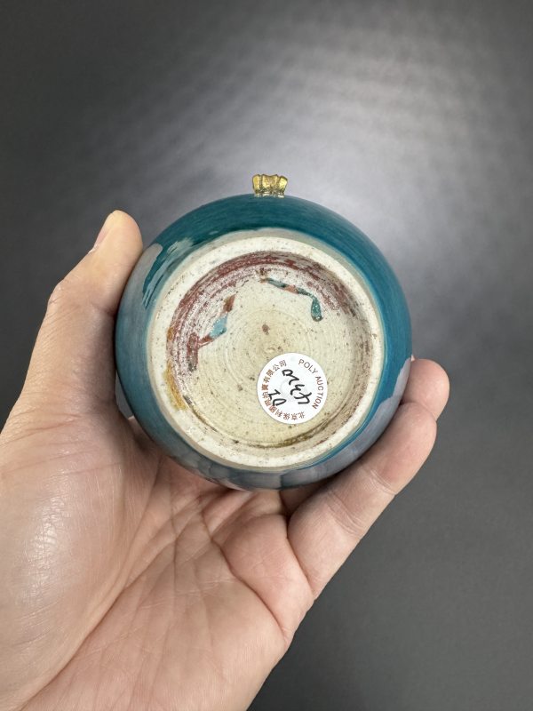 清康熙 孔雀蓝釉胆瓶 - 图9