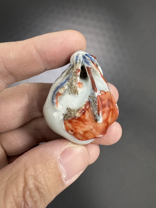 明-清康熙 矾红彩青花莲瓣小摆件、青花粉彩描金瓜棱壶一组两件 - 图8