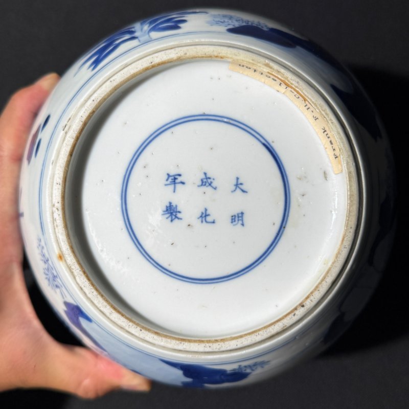 清康熙 青花鸳鸯绦图罐 - 图9