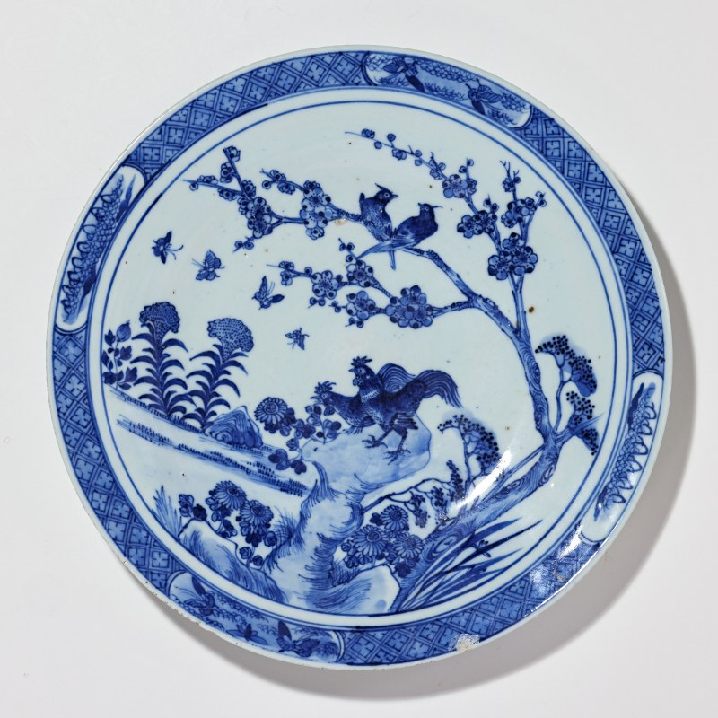清晚期 青花喜上眉梢纹盘