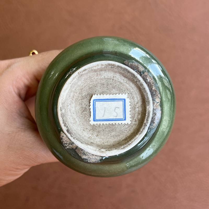 清康熙 翠青釉荸荠瓶 - 图7