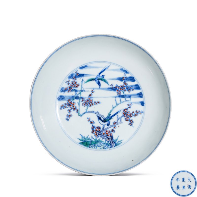 清康熙 斗彩喜鹊登梅图盘