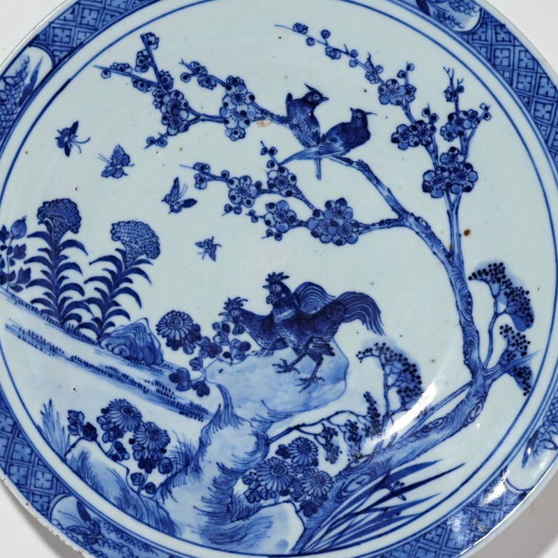 清晚期 青花喜上眉梢纹盘 - 图2