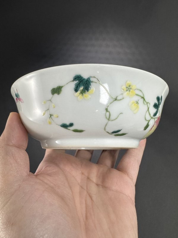 清同治 粉彩癞瓜纹碗一对 - 图6