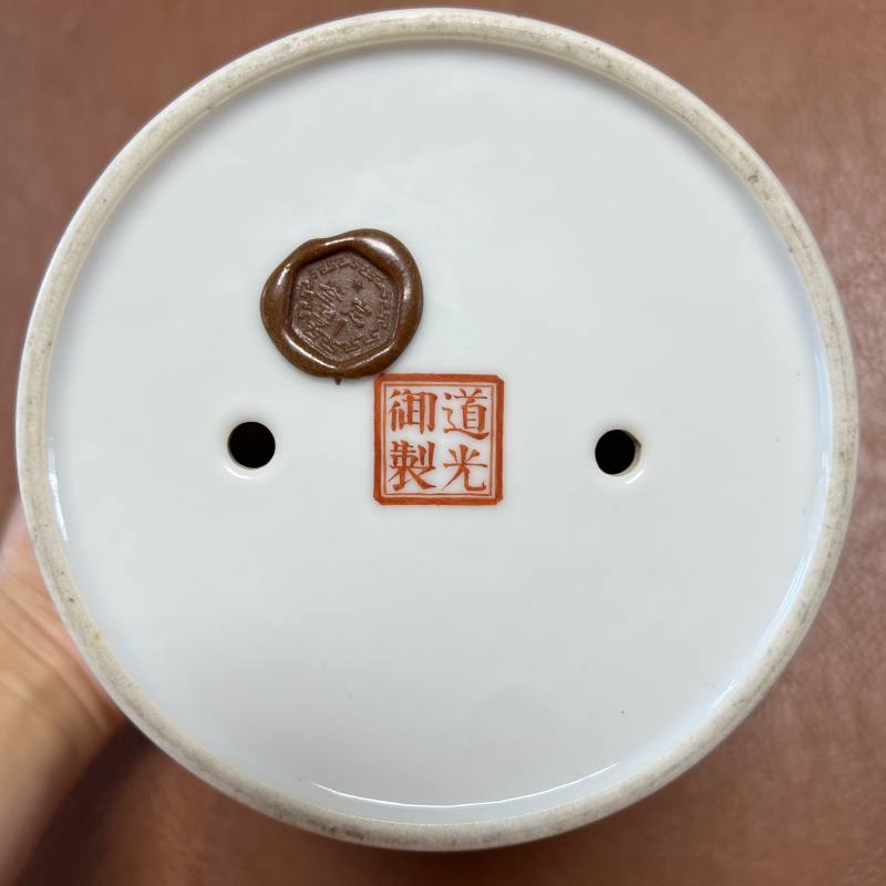 民国 “道光御制”款粉彩折枝花卉纹花盆一对 - 图33