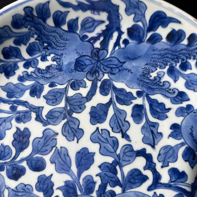 清康熙 青花三多纹盘 - 图6